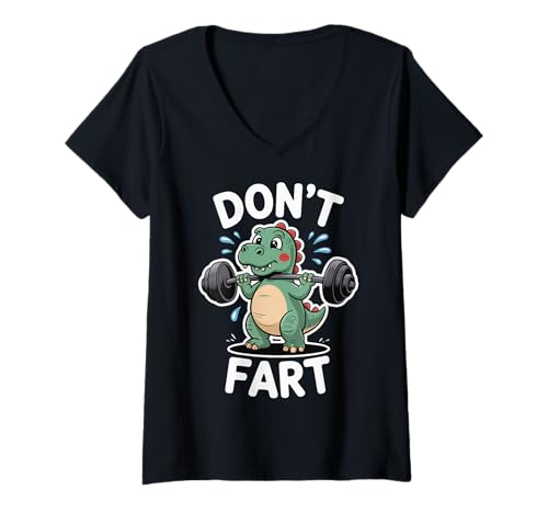 Damen Don't Fart Workout Powerlifter T-Shirt mit V-Ausschnitt Damen Don't Fart Workout Powerlifter T-Shirt mit V-Ausschnitt von Lustig Langhantel Kreuzheben Kreuzheber