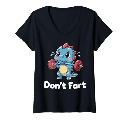 Damen Don't Fart Workout Powerlifter T-Shirt mit V-Ausschnitt Damen Don't Fart Workout Powerlifter T-Shirt mit V-Ausschnitt von Lustig Langhantel Kreuzheben Kreuzheber
