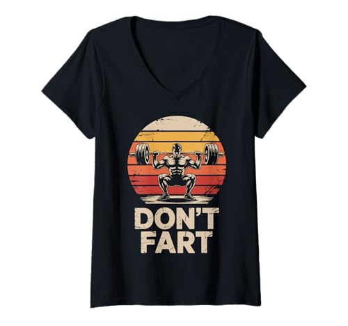 Damen Don't Fart Workout Powerlifter T-Shirt mit V-Ausschnitt Damen Don't Fart Workout Powerlifter T-Shirt mit V-Ausschnitt von Lustig Langhantel Kreuzheben Kreuzheber