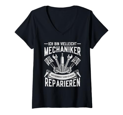 Damen Dummheit Kann Ich Nicht Reparieren, Mechaniker T-Shirt mit V-Ausschnitt Damen Dummheit Kann Ich Nicht Reparieren, Mechaniker T-Shirt mit V-Ausschnitt von Lustig Mechaniker