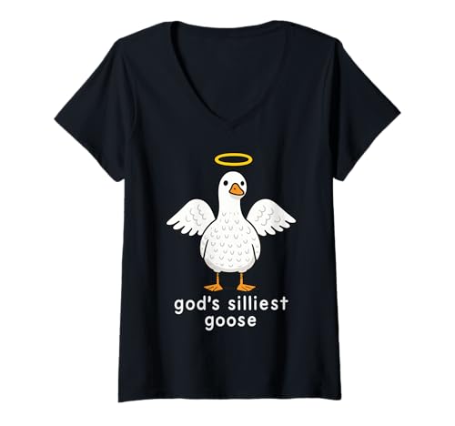 Damen God's Silliest Goose T-Shirt mit V-Ausschnitt Damen God's Silliest Goose T-Shirt mit V-Ausschnitt von Lustig Meme Dumme Gans