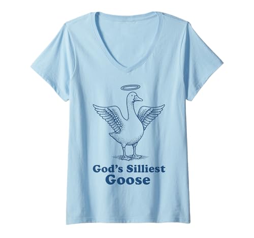 Damen God's Silliest Goose T-Shirt mit V-Ausschnitt Damen God's Silliest Goose T-Shirt mit V-Ausschnitt von Lustig Meme Dumme Gans