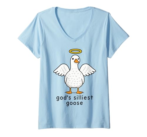 Damen God's Silliest Goose T-Shirt mit V-Ausschnitt Damen God's Silliest Goose T-Shirt mit V-Ausschnitt von Lustig Meme Dumme Gans