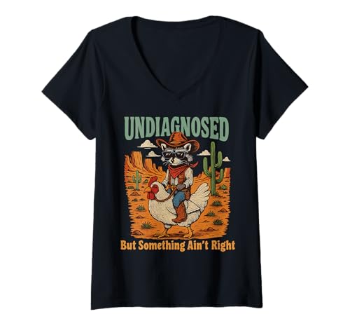 Damen Undiagnosed But Something Ain't Right T-Shirt mit V-Ausschnitt von Lustig Meme Witz Sarkastisch