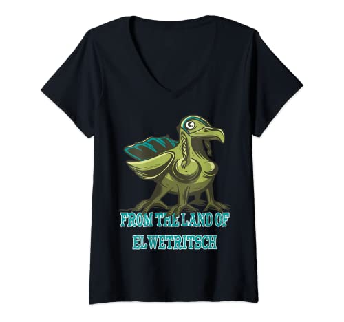 Damen From the Land of Elwetritsch Pfälzer Pfalz Mundart Dialekt T-Shirt mit V-Ausschnitt von Lustig Pfälzisch Palz Elwetritsche Design Geschenk
