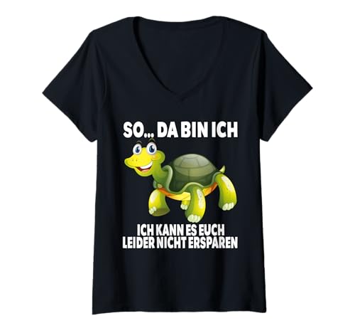 Damen So Da Bin Ich... Schildkröte Lustige Schildkröten Spruch T-Shirt mit V-Ausschnitt Damen So Da Bin Ich... Schildkröte Lustige Schildkröten Spruch T-Shirt mit V-Ausschnitt von Lustig Schildkröte Spruch Männer Frauen Kinder +