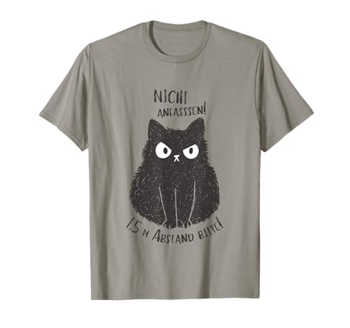 Fun Nicht Anfassen 1,5 m Absand bitte! Schwarze Katze Zicke T-Shirt Fun Nicht Anfassen 1,5 m Absand bitte! Schwarze Katze Zicke T-Shirt von Lustig Schwarze Katze Social Distancing Verärgert