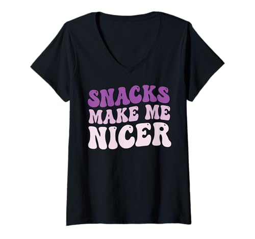 Damen Snacks Make Me Nicer T-Shirt mit V-Ausschnitt Damen Snacks Make Me Nicer T-Shirt mit V-Ausschnitt von Lustig Snack Essen Meme Feinschmecker
