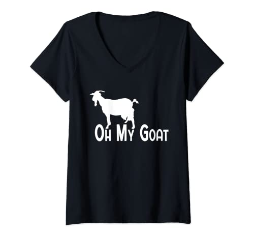 Damen Ziegenbock Ziege Spruch Wortspiel Oh My Goat T-Shirt mit V-Ausschnitt Damen Ziegenbock Ziege Spruch Wortspiel Oh My Goat T-Shirt mit V-Ausschnitt von Lustig Spruch Ziegen Wortspiel