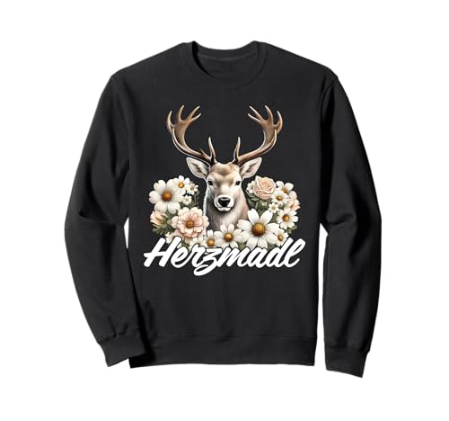 Herzmadl Tracht Ersatz Dirndl Blumen Hirsch Damen Sweatshirt Herzmadl Tracht Ersatz Dirndl Blumen Hirsch Damen Sweatshirt von Lustig Trachten Funny Ersatz Dirndl Designs