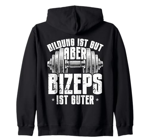 Bildung Ist Gut Aber Bizeps Ist Guter Lustiges Gym Herren Kapuzenjacke Bildung Ist Gut Aber Bizeps Ist Guter Lustiges Gym Herren Kapuzenjacke von Lustig Training Fitness Workout Dicke Arme Design
