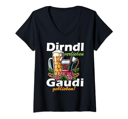 Damen Oktoberfest Damen Dirndl Ersatz Trachtenshirt Tracht Ersatz T-Shirt mit V-Ausschnitt Damen Oktoberfest Damen Dirndl Ersatz Trachtenshirt Tracht Ersatz T-Shirt mit V-Ausschnitt von Lustig Volksfest-Motive Oktoberfest Damen Trachten