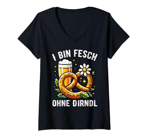 Damen Oktoberfest Damen Tracht Ersatz Dirndl Trachtenshirt Tracht T-Shirt mit V-Ausschnitt Damen Oktoberfest Damen Tracht Ersatz Dirndl Trachtenshirt Tracht T-Shirt mit V-Ausschnitt von Lustig Volksfest-Motive Oktoberfest Damen Trachten