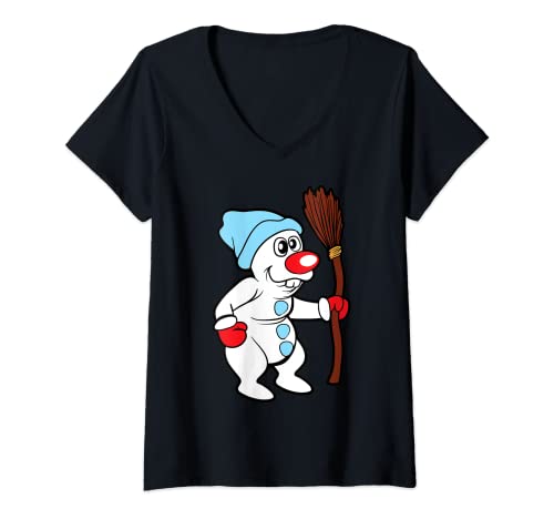 Damen Schneemann Schnee Winter Wintermotiv Weihnachtsmotiv T-Shirt mit V-Ausschnitt Damen Schneemann Schnee Winter Wintermotiv Weihnachtsmotiv T-Shirt mit V-Ausschnitt von Lustig Witzig Wintermotiv Winterdesign Weihnachten