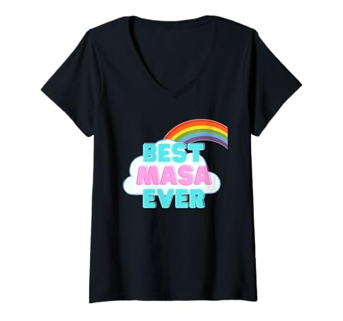 Damen Masa - Best Masa Ever - Süßer Regenbogen Masa T-Shirt mit V-Ausschnitt Damen Masa - Best Masa Ever - Süßer Regenbogen Masa T-Shirt mit V-Ausschnitt von Lustig & niedlich für Mädchen Jungen Kinder