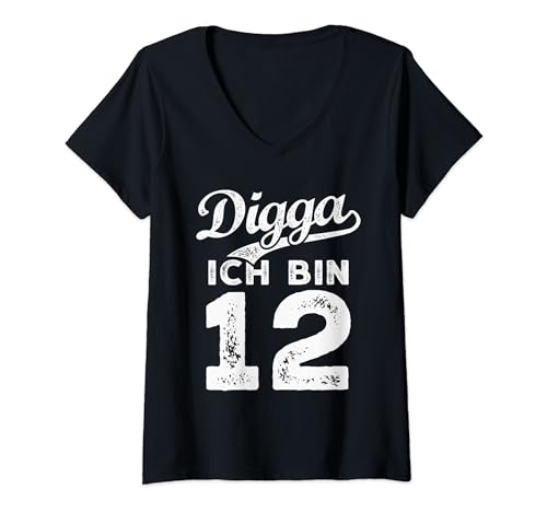 Damen Digga Ich Bin 12 Jahre 12. Geburtstag T-Shirt mit V-Ausschnitt Damen Digga Ich Bin 12 Jahre 12. Geburtstag T-Shirt mit V-Ausschnitt von Lustige 12. Geburtstag Geschenke Junge Mädchen
