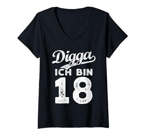 Damen Digga Ich Bin 18 Jahre 18. Geburtstag T-Shirt mit V-Ausschnitt Damen Digga Ich Bin 18 Jahre 18. Geburtstag T-Shirt mit V-Ausschnitt von Lustige 18. Geburtstag Geschenke Junge Mädchen
