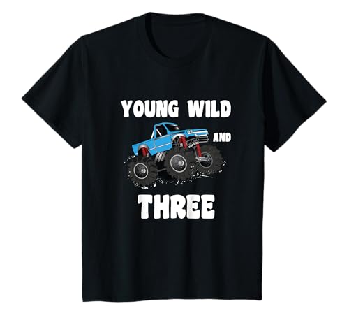 Young Wild And Three - 3. Geburtstag Kinder Monster Truck T-Shirt von Lustige 3. Geburtstag Kinder Designs