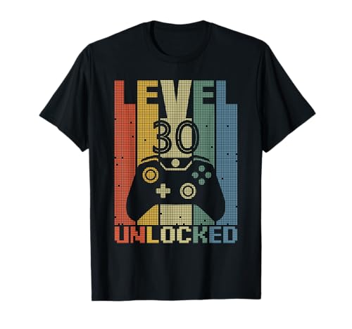 Level 30 Unlocked Gamer Zocker 30 Jahre Männer Geschenk T-Shirt von Lustige 30. Geburtstag Gamer Geburtstagsgeschenk