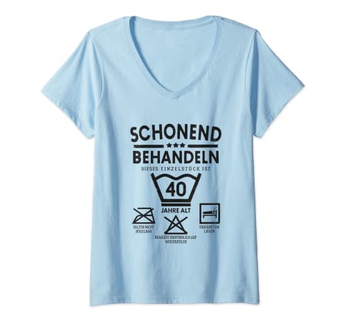 Damen Einzelstück 40 Jahre Alt Schonend Behandeln 40. Geburtstag T-Shirt mit V-Ausschnitt Damen Einzelstück 40 Jahre Alt Schonend Behandeln 40. Geburtstag T-Shirt mit V-Ausschnitt von Lustige 40er Geburtstag Geschenke für Mann & Frau