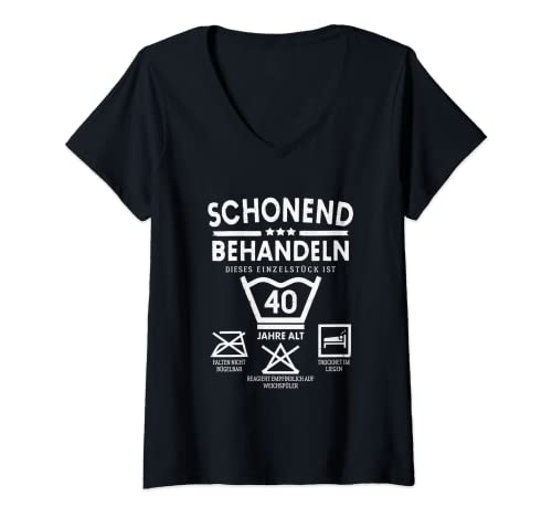 Damen Einzelstück 40 Jahre Alt Schonend Behandeln 40. Geburtstag T-Shirt mit V-Ausschnitt Damen Einzelstück 40 Jahre Alt Schonend Behandeln 40. Geburtstag T-Shirt mit V-Ausschnitt von Lustige 40er Geburtstag Geschenke für Mann & Frau