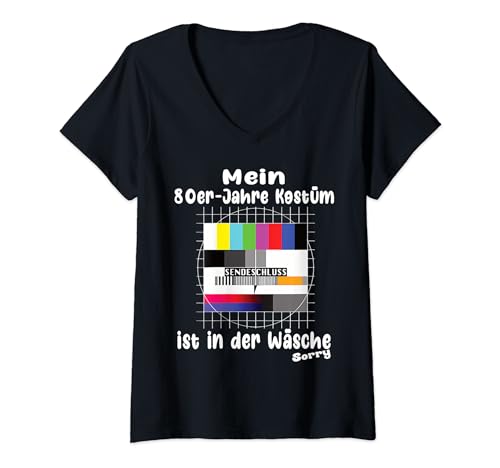 Damen Testbild 80er Jahre Kostüm Ist In Der Wäsche Retro Outfit T-Shirt mit V-Ausschnitt Damen Testbild 80er Jahre Kostüm Ist In Der Wäsche Retro Outfit T-Shirt mit V-Ausschnitt von Lustige 80er Kostüme 80er & 90er Jahre Mottoparty