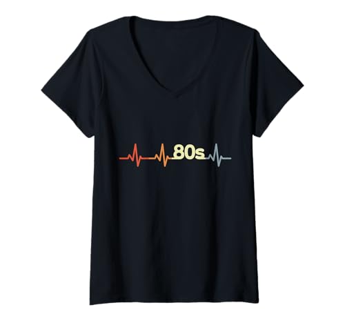 Damen 80er Jahre EKG Vintage Oldschool Party T-Shirt mit V-Ausschnitt Damen 80er Jahre EKG Vintage Oldschool Party T-Shirt mit V-Ausschnitt von Lustige 80er Liebhaber Grafik T-Shirts