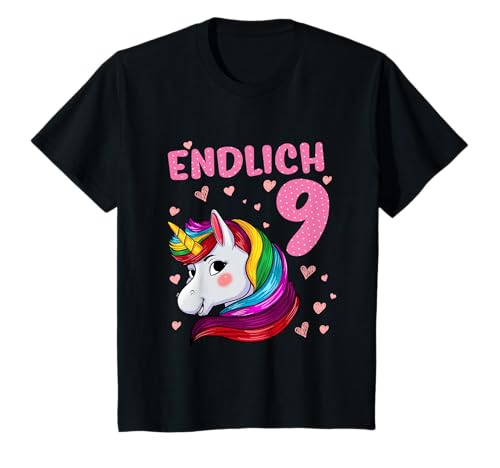 Neun Jahre Einhorn Mädchen 9 Geburtstag Einhorn Endlich 9 T-Shirt Neun Jahre Einhorn Mädchen 9 Geburtstag Einhorn Endlich 9 T-Shirt von Lustige 9 Jährige Geburtstag Einhorn Geschenk