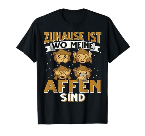 Lustige Affen Liebhaber Damen Herren Kinder Äffchen Affen Affe T-Shirt Schwarz Unisex-Kinder, Damen & Herren Klassisch Crew Neck Kurzarm Polyester 100% S von Lustige Affen Liebhaber Damen Herren Kinder