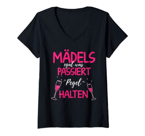 Damen JGA Party Gruppe Motiv Mädels Egal Was Passiert Pegel Halten T-Shirt mit V-Ausschnitt Damen JGA Party Gruppe Motiv Mädels Egal Was Passiert Pegel Halten T-Shirt mit V-Ausschnitt von Lustige Alkohol Party Motive & Designs