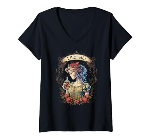 Damen Prinzessin Likörella Porträt Lustige Alkohol T-Shirt mit V-Ausschnitt Damen Prinzessin Likörella Porträt Lustige Alkohol T-Shirt mit V-Ausschnitt von Lustige Alkohol Tshirt