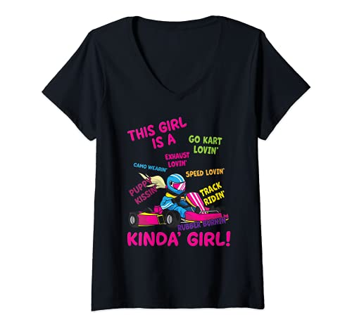 Damen Damen - Mädchen - Lustiges Gokart Racing - Go Kart T-Shirt mit V-Ausschnitt Damen Damen - Mädchen - Lustiges Gokart Racing - Go Kart T-Shirt mit V-Ausschnitt von Lustige Allrad Motorsport und Quad Fahrer Outfits