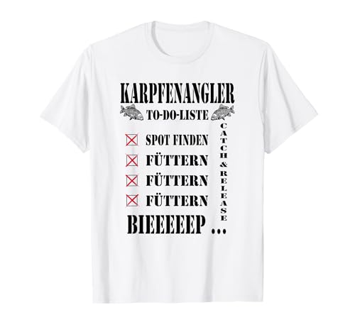 Lustige Angel und Fischer Geschenke Karpfen C & R To Do Liste für Karpfenangler Spot suchen Füttern Bieeeep Herren Weiß Klein EU T-Shirt Lustige Angel und Fischer Geschenke Karpfen C & R To Do Liste für Karpfenangler Spot suchen Füttern Bieeeep Herren Weiß Klein EU T-Shirt von Lustige Angel und Fischer Geschenke Karpfen C & R