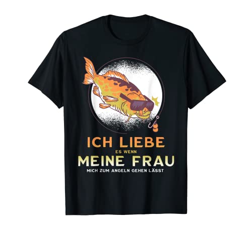 Herren Karpfen Angler Ich Liebe Meine Frau Spruch Fisch Angeln T-Shirt Herren Karpfen Angler Ich Liebe Meine Frau Spruch Fisch Angeln T-Shirt von Lustige Anglerbekleidung für Angler und Fischer