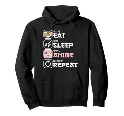 Eat Sleep Anime Repeat Manga Otaku Mädchen Damen Pullover Hoodie von BALARI