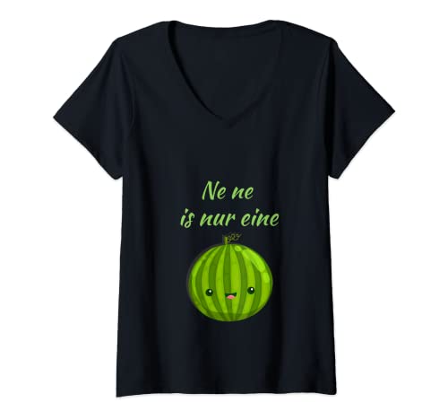 Damen Wassermelone Geburt Baby Schwangerschaft verkünden Babybauch T-Shirt mit V-Ausschnitt Damen Wassermelone Geburt Baby Schwangerschaft verkünden Babybauch T-Shirt mit V-Ausschnitt von Lustige Ankündigung zur Baby Geburt für Schwangere