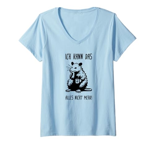 Damen Ich kann das Alles Nicht mehr! - Arbeit Job Müdes Opossum T-Shirt mit V-Ausschnitt Damen Ich kann das Alles Nicht mehr! - Arbeit Job Müdes Opossum T-Shirt mit V-Ausschnitt von Lustige Arbeitsbekleidung für Baustelle & Job