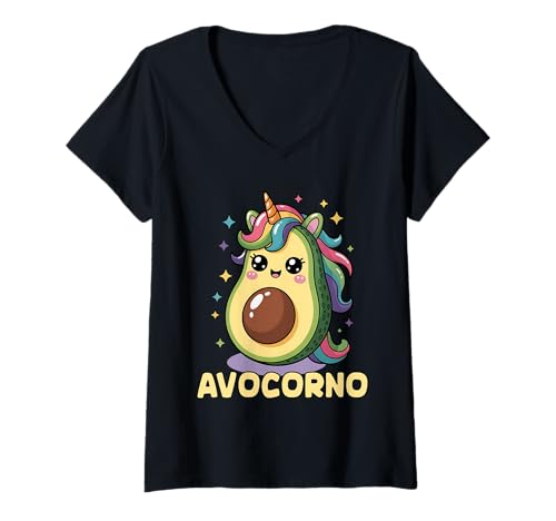 Damen Avocorno Lustig Vegan Superfood Spruch Avocado T-Shirt mit V-Ausschnitt Damen Avocorno Lustig Vegan Superfood Spruch Avocado T-Shirt mit V-Ausschnitt von Lustige Avocado Superfood Geschenkidee für Veganer