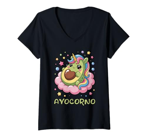 Damen Avocorno Lustig Vegan Superfood Spruch Avocado T-Shirt mit V-Ausschnitt Damen Avocorno Lustig Vegan Superfood Spruch Avocado T-Shirt mit V-Ausschnitt von Lustige Avocado Superfood Geschenkidee für Veganer