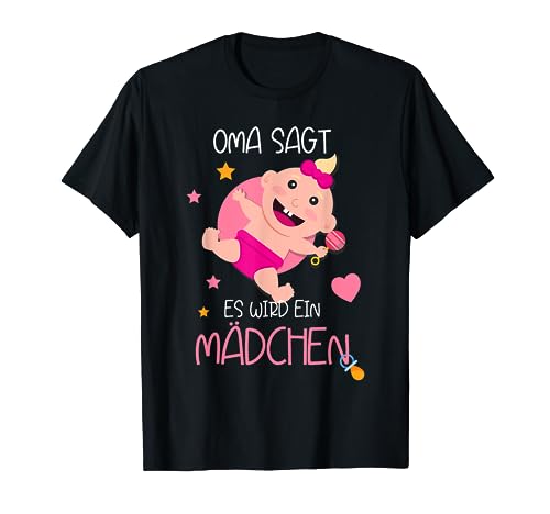 Gender Reveal Party, lustiges Oma sagt es wird ein Mädchen T-Shirt von Lustige Baby Gender Reveal Party Produkte