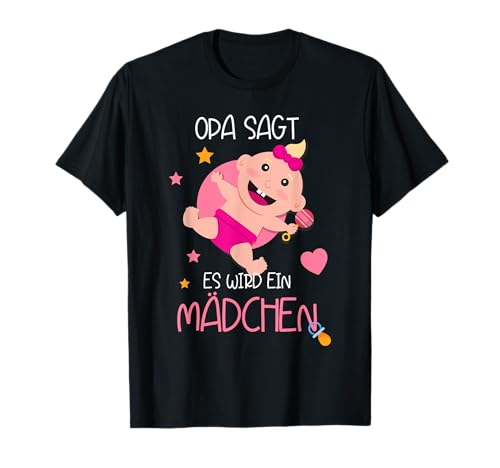 Gender Reveal Party, lustiges Opa sagt es wird ein Mädchen T-Shirt von Lustige Baby Gender Reveal Party Produkte
