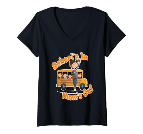 Damen School's In Mom’s Out – Lustiges Schulstart Design für Mamas T-Shirt mit V-Ausschnitt Damen School's In Mom’s Out – Lustiges Schulstart Design für Mamas T-Shirt mit V-Ausschnitt von Lustige Back-to-School Designs