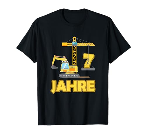 Bagger Kran Baustelle 7 Jahre Kinder Geburtstag Geschenk T-Shirt Bagger Kran Baustelle 7 Jahre Kinder Geburtstag Geschenk T-Shirt von Lustige Bagger Kran Kinder Geburtstag Geschenke