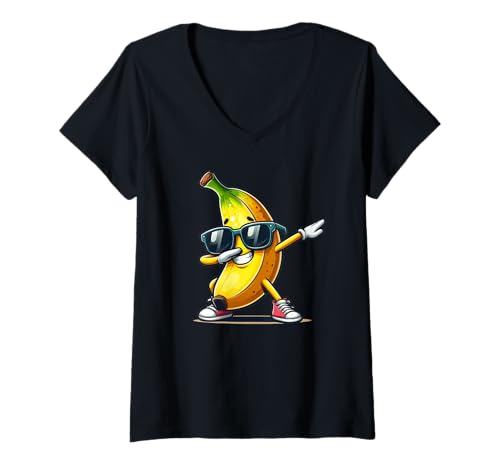 Damen Dabbing Banana Sonnenbrille Bananenliebhaber Jungen Kinder T-Shirt mit V-Ausschnitt Damen Dabbing Banana Sonnenbrille Bananenliebhaber Jungen Kinder T-Shirt mit V-Ausschnitt von Lustige Bananenliebhaber Geschenke Jungen Kinder