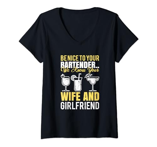 Damen Barbesitzer Bartending Bester Barkeeper T-Shirt mit V-Ausschnitt Damen Barbesitzer Bartending Bester Barkeeper T-Shirt mit V-Ausschnitt von Lustige Barkeeper -Geschenke Für Männer