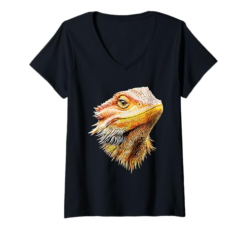 Damen Bartagame Echse Pogona Bearded Dragon Süße Bartagamen T-Shirt mit V-Ausschnitt Damen Bartagame Echse Pogona Bearded Dragon Süße Bartagamen T-Shirt mit V-Ausschnitt von Lustige Bartagamen für Echsen Reptilien Liebhaber