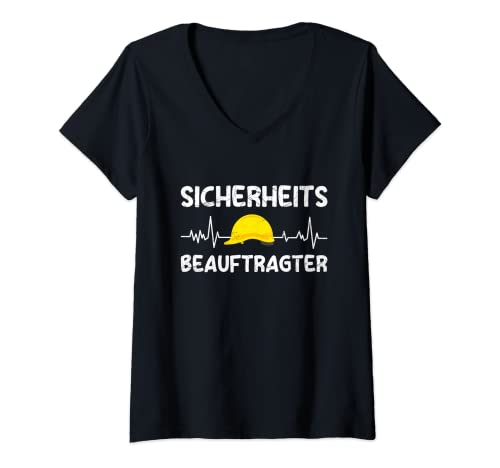 Damen Sicherheits Beauftragter Baustelle Bauarbeiter Herzschlag T-Shirt mit V-Ausschnitt Damen Sicherheits Beauftragter Baustelle Bauarbeiter Herzschlag T-Shirt mit V-Ausschnitt von Lustige Baustellen Sprüche Kleidung