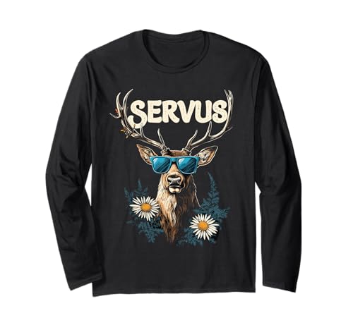 Servus Hirsch Trachten Herren Trachten Damen Tracht Langarmshirt von Lustige Bayrische Volksfest Trachtenoutfit Herren