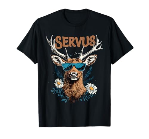 Servus Hirsch Trachten Volksfest Herren Trachten Ersatz T-Shirt von Lustige Bayrische Volksfest Trachtenoutfit Herren