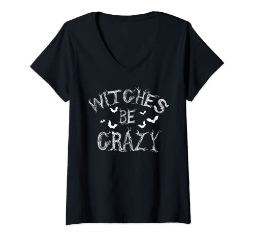 Damen Hexen Verrückt Lustige Halloween Hexe Wortspiel Kostüm T-Shirt mit V-Ausschnitt Damen Hexen Verrückt Lustige Halloween Hexe Wortspiel Kostüm T-Shirt mit V-Ausschnitt von Lustige Beängstigend Halloween Bekleidung